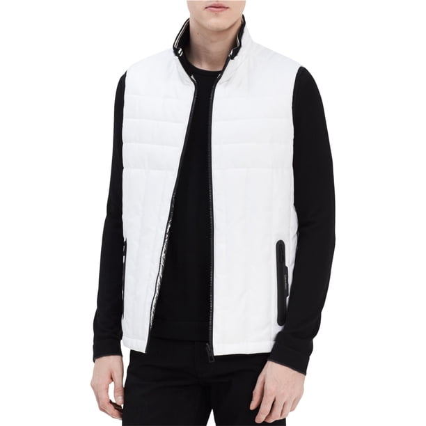 Calvin Klein - Chaleco acolchado reversible para hombre, color blanco, pequeño Calvin Klein Chaleco acolchado