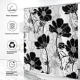thumbnail image 4 of Black and White Floral Shower Curtain, Abstract Aesthetic Flower Botanical Sketch Print Bathroom Curtain for Bathtub Home Decor Waterproof Fabric Machine Washable with 12 Hooks, 4 of 6