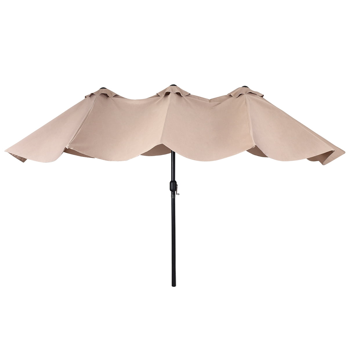 Topbuy 15'Patio Umbrella Double-Sided Outdoor Shade Offset Beige
