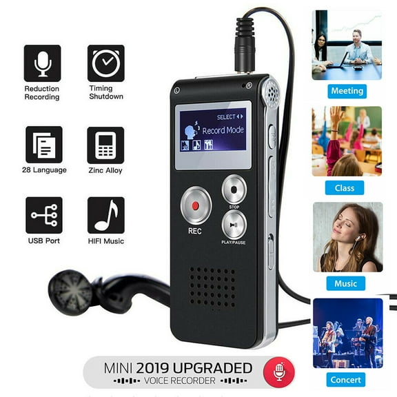 Digital Voice Recorder with Playback,Activated Recorder for Meetings/Lectures/Interviews/Classes,with USB Rechargeable