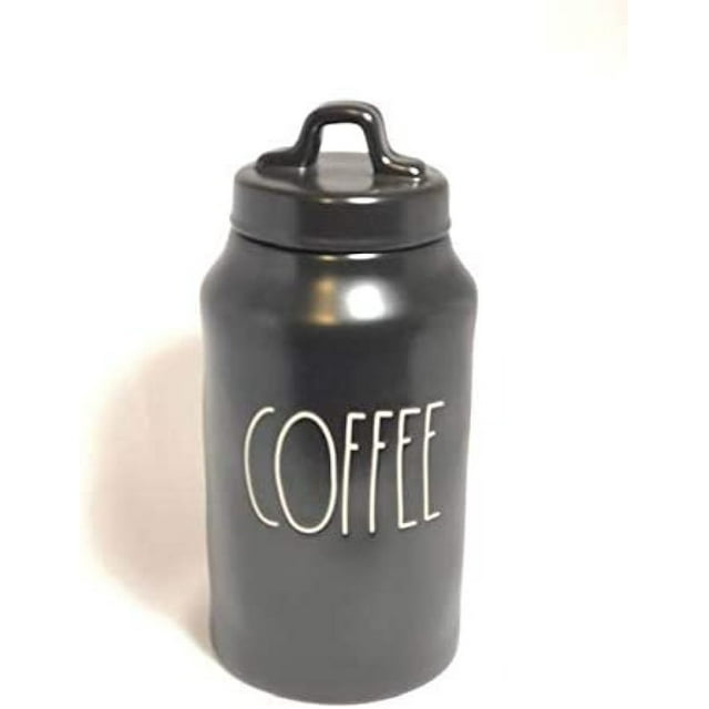 Rae Dunn 9 Tall Black COFFEE Canister with White lettering