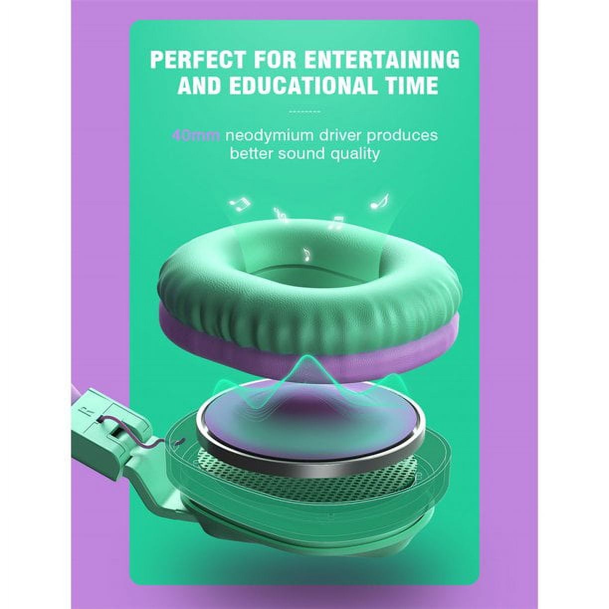 Seenda N-089 Wired Kids Headphones with Microphone, Safe Volume Control, Back to School Supplies, New
