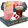thumbnail image 2 of Movie Night Supplies 100 Pcs - 50 Movie Snack Trays & 50 Popcorn Bags - Disposable Paper Holders for Popcorn, Candy, Drinks - Home Theater Party Supplies & Easy Cleanup, 2 of 4
