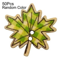 50Pcs Maple Leaves Wooden Buttons