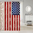 thumbnail image 2 of Baseball Flag Shower Curtain Patriotic Sports Game Fabric for Kids, Boys, Youth Cool Player Silhouette Waterproof Bathroom Curtains Celebrate America’s Favorite Pastime in Style (72"x72), 2 of 4