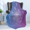 thumbnail image 4 of Geometry Soft Flannel Fleece Throw Blanket, Round Forms in 2 Dimensional Space Axis Historical Artifact Image, Cozy Plush for Indoor and Outdoor Use, 70" x 90", Blue and Purple, by Ambesonne, 4 of 5