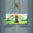 thumbnail image 2 of Happy St. Patrick’s Day Rottweiler with Green Hat Shamrocks Rainbow Landscape Wood Sign Rottie Dog Lover Gifts Idea Hanging Wall Home Decor - 03007, 2 of 5