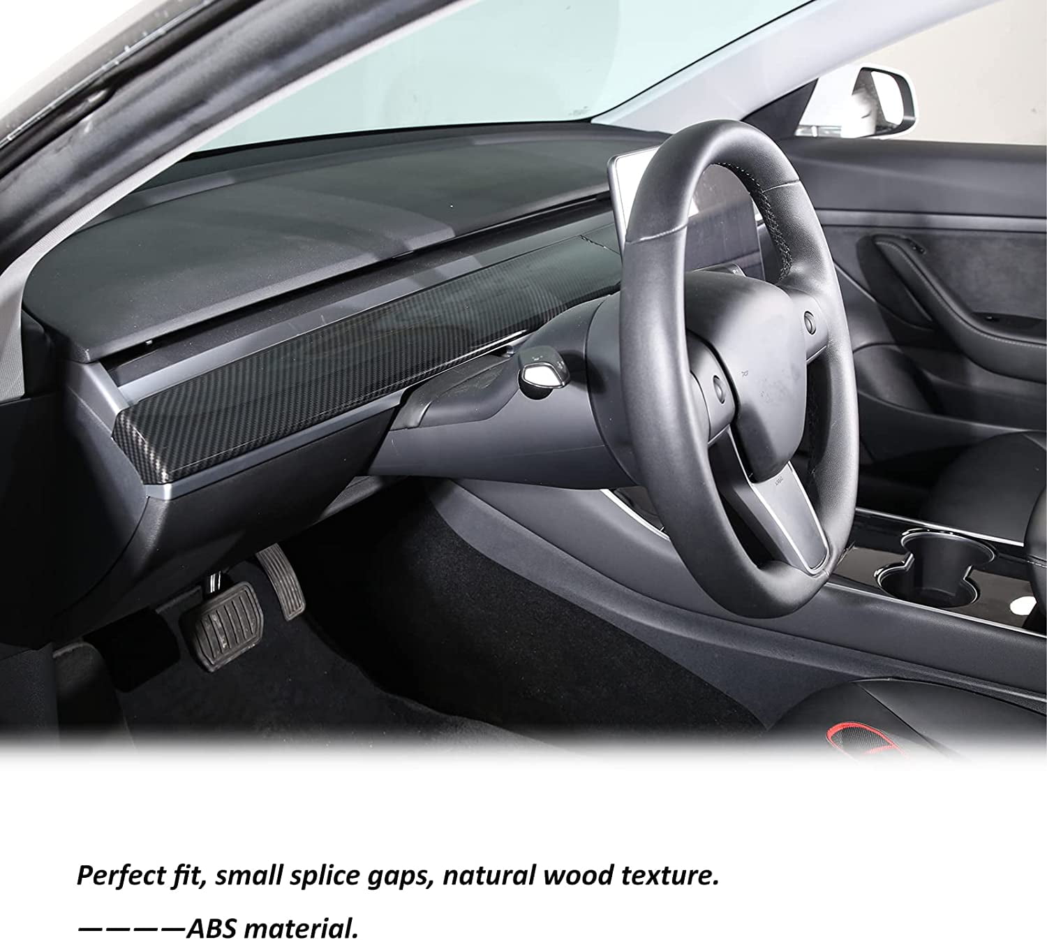 TINKI Central Control Dashboard Panel Trim Cover Fit for Tesla Model 3 2017 2018 2019 2020 2021,Dash Cover Wrap Cap,ABS,2PCS
