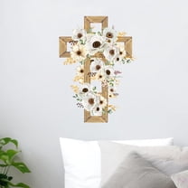 Easter Window Clings Religious Cross Stickers Decals Decor, Spring Floral Wreath Dove Butterfly Home Kitchen Decorations The Holiday