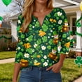 thumbnail image 2 of COMVALUE Womens 3/4 Length Sleeve St. Patrick's Day Tops Crew Neck Graphic Print Basic Tees (Army Green, XXL), 2 of 9