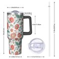 thumbnail image 2 of 40oz Pioneer Flower Floral Print Pattern Insulated Tumbler with Handle, BPA-Free Leak Proof Lid and Straws, Double Wall Vacuum, Hot 12h/Cold 34h, 2 of 6