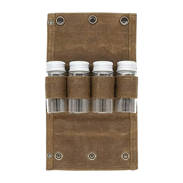 Bolsa de especias para acampar con frascos botellas de condimentos con soporte para la tapa Jarra de vidrio de vidrio para la barbacoa de barbacoa de Caqui