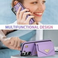 thumbnail image 3 of Allytech for Samsung Galaxy S23 FE 5G Wallet Case Cover, PU Leather Large Space Cards Slots Detachable Shoulder Strap Back Cover for Girls Women Shockproof Phone Case for Galaxy S23 FE 5G - Purple, 3 of 9