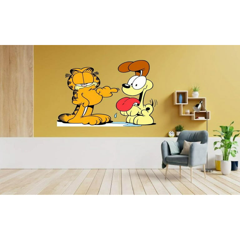 Garfield The Cat and Odie Talking Cartoon Character Wall Art Sticker Vinyl Decals Baby Girls Boys Children Kids Bedroom House School Wall Decor