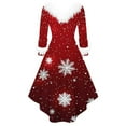 thumbnail image 4 of Busydd Dresses for Women Trendy Holiday Print Christmas Party Dress Fuzzy Collar V Neck Long Sleeve Dress for Women Christmas Outfits for Women 3XL, 4 of 5