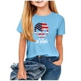 thumbnail image 4 of Amidoa Girls Short Sleeve Graphic Summer Independence Day Crewneck T Shirts Kids Casual Tops Blue Size 3T, 4 of 5