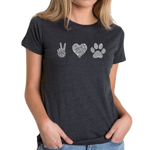 Women's Premium Blend Word Art T-shirt - Peace Love Dogs