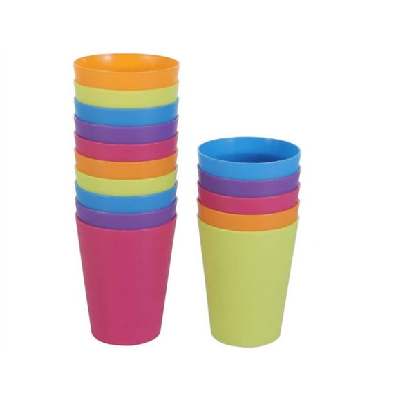 Topboutique Plastic Cups Reusable, Kids Plastic Drinking Plastic Cups Reusable Dishwasher Safe BPA- Free Cups for Kids & Toddlers Bright Colored Unbreakable Toddler Cups, Set of 12 (Random Color)