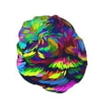 thumbnail image 2 of Kll Howling Wolf Pattern Shower Cap & Bath Cap For Women,Reversible Oversized Waterproof Shower Caps For All Hair Lengths,Elastic Reusable Bathing Hair Cap, 2 of 9