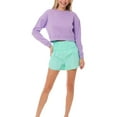 thumbnail image 3 of MixMatchy Women's Cropped Fleece Long Sleeve Crewneck Sweatshirt Crop Tops, 3 of 5