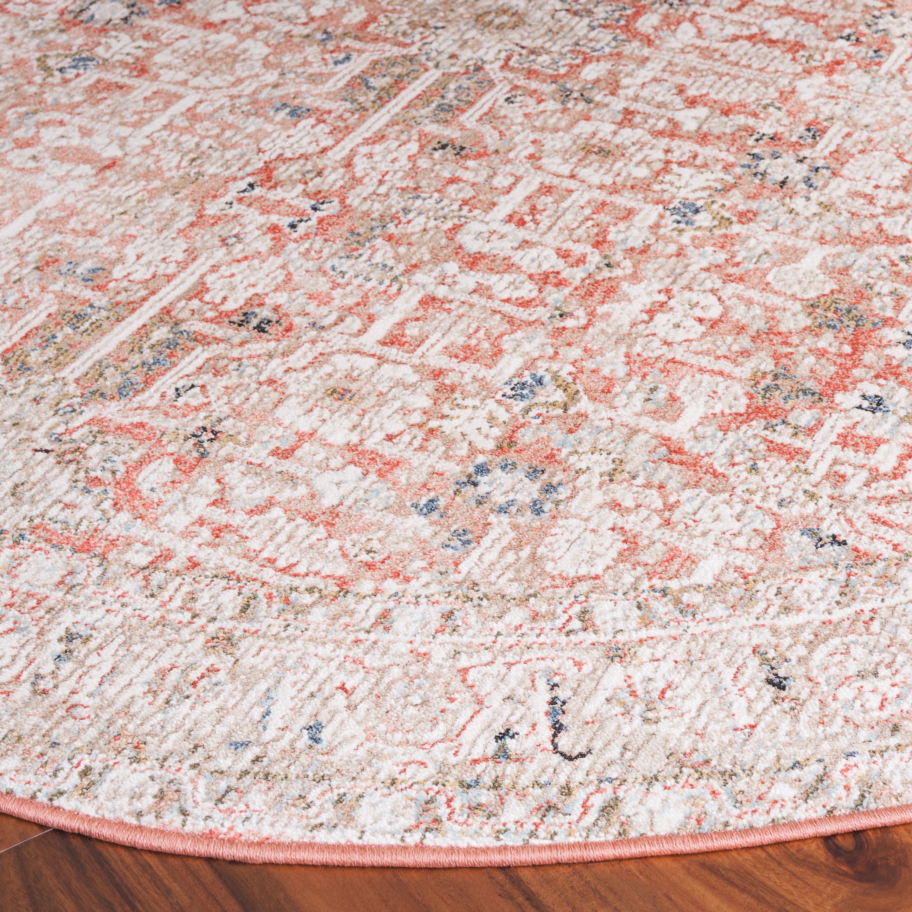 SAFAVIEH Vivaldi Roberta Abstract Area Rug, Rust/Ivory, 6'7" x 6'7" Round