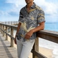 thumbnail image 4 of Gamivast Short Sleeve Shirts for Men Tropical Leaf Print Button Down Shirts Lapel Collar Standard Fit Aloha Shirts Summer Beach Holiday Camp, 4 of 5