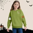 thumbnail image 2 of IUYRTFE Girls Halloween Fashion Print Pullover Sweatshirt Kids Casual Warm Long Sleeve Top Toddler Cozy Fall Winter Outfit Playdate Holiday Party Apparel(Green,4 Years), 2 of 6