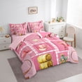 thumbnail image 4 of Manfei Fashion Cowgirl Cat Twin Bedding Sets 7-Piece, Pink Western Patchwork Bedding Comforter Set, Kawaii Rustic Horse Animal Reversible Sheet Sets, Luxury Bedroom Decor, 4 of 8