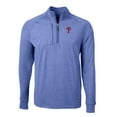 thumbnail image 2 of Men's Cutter & Buck Heather Royal Philadelphia Phillies Adapt Eco Knit Stretch Recycled Quarter-Zip Pullover Top, 2 of 3