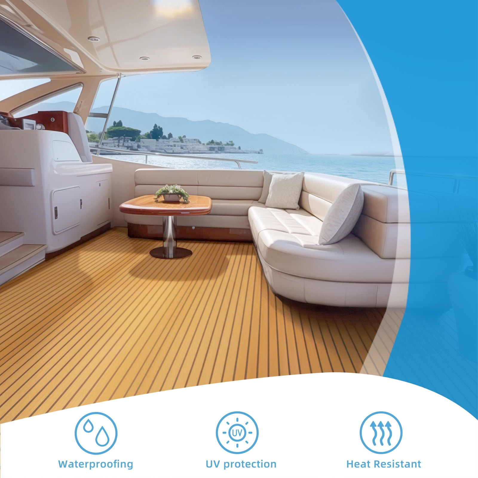 Boat Flooring EVA Foam Boat Decking Marine Mat Non-Slip Self-Adhesive Flooring Sheet for Motorboat Kayak Surfboard Garden Swimming Pools, 94.5" x 35.4"