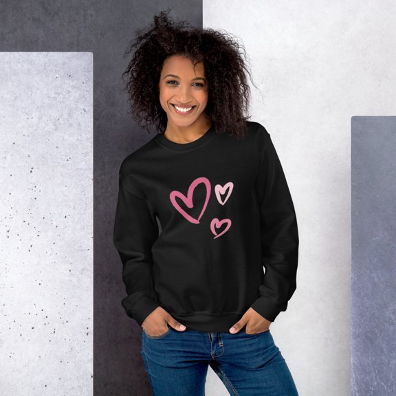 Valentine's Day Hearts Gift Unisex Sweatshirt (Black, S)