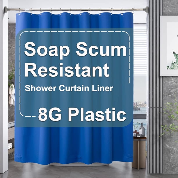 AmazerBath Cortina de ducha de plástico de 84 pulgadas de largo, 72 x 84, cortina de ducha extra larga con peso transparente, cortinas de baño altas de PEVA resistentes con 3 piedras grandes transpare