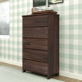 thumbnail image 2 of Max & Lily Dresser, 5 Storage Drawers Farmhouse Solid Wood Bedroom Dressers, Barnwood Brown, 2 of 10