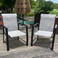 thumbnail image 2 of Patio Chairs Set of 2,All Weather Outdoor Stackable Dining Chairs with Armrest,Breathable Garden Outdoor Furniture for Backyard Deck,Gray, 2 of 6