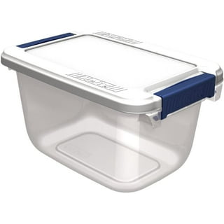 Hefty 18 Qt. Clear Plastic Storage Bin with Blue Hi-Rise Lid, 8 Pack