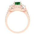 thumbnail image 4 of 1.8 ct Brilliant Round Cut Emerald 14K Rose Gold Halo Solitaire with Accents Engagement Bridal Wedding Ring Band Set size 8.25, 4 of 7