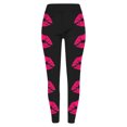 thumbnail image 4 of HOWPAY Valentines Leggings for Women Romantic Heart Graphic High Waisted Stretchy Slim Fit Yoga Pants Sports Running Tummy Control Tights Casual Workout Pants Hot Pink S, 4 of 5