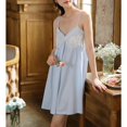 thumbnail image 4 of Defitshape Women's Cotton Nightgown Summer Pjs Soft Sleeveless Vintage Cute Cami Lightweight Sleep Dress Night Gown Light Blue X-Small, 4 of 4