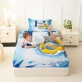 thumbnail image 4 of Feelyou Shark Letter H Twin Sheet Sets for Kids, Cute Ocean Animal Bedding, Blue, 3 Pieces, 4 of 5