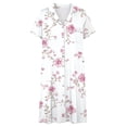 thumbnail image 3 of Sleepwear Dress Cotton New Women’s Print Nightshirt with Pockets Lapel Neck Button Loose Nightgown Summer Ruffle Short Sleeve Casual Sleep Dress, 3 of 7
