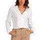thumbnail image 1 of Blusa de trabajo INSPIRE CHIC para mujer con cuello de chal y manga larga XS Blanca, 1 of 5
