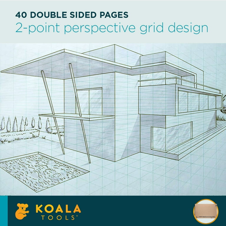 Koala Tools - 40-Page Large Drawing Pad for 5-Point Perspective Drawing,  Sketch Pad with Sphere Graph Paper for Drawing with a Fisheye Lens Effect  Architectural and 3D Design, 8.5 x 8.5 inches 