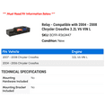 thumbnail image 2 of Relay - Compatible with 2004 - 2008 Chrysler Crossfire 3.2L V6 VIN L 2005 2006 2007, 2 of 2