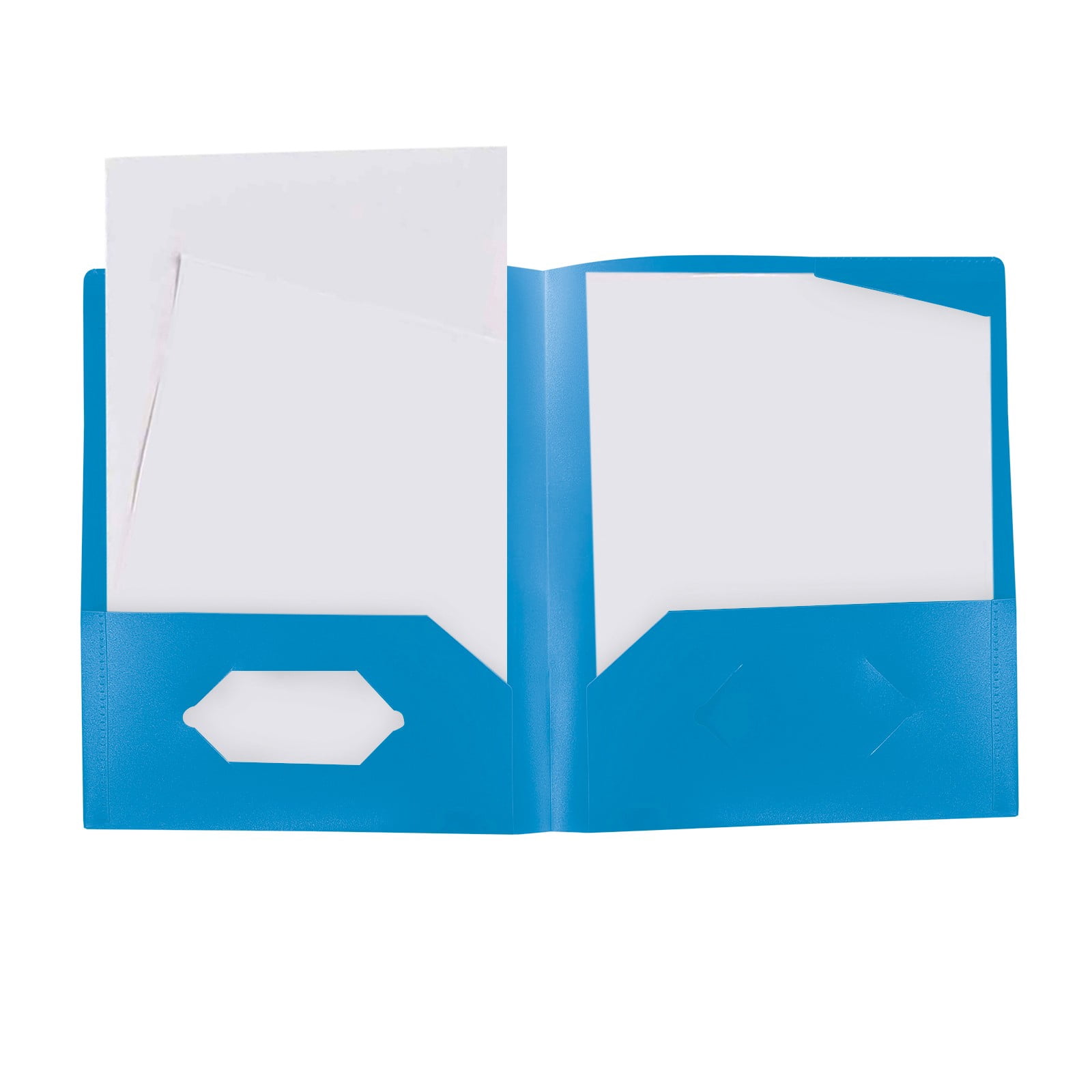Plastic Folders with Pockets,12 Park Durable Heavy Duty File Folders with Business Card Slot, 2-Pocket Folder for Schoolwork & Office(Blue)