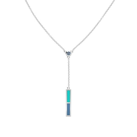 - WWE Evolution - White Sapphire Drop Necklace in Blue Green and Light Sky Blue