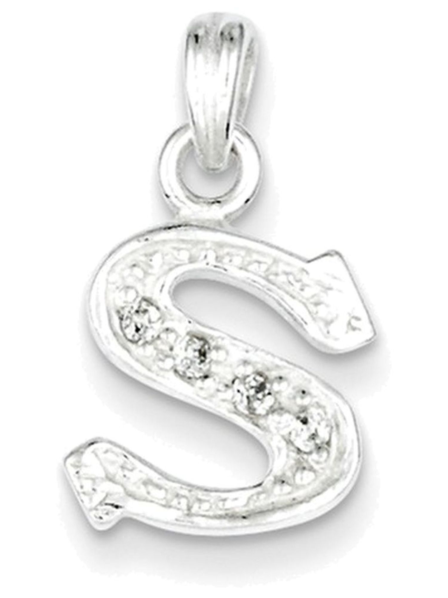 PriceRock Sterling Silver Black and White Diamond Heart Pendant Necklace 18 Inches Long
