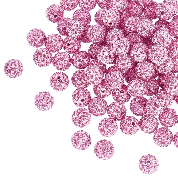 Arcilla con diamantes de imitación rosas Beads PH PandaHall de 10 mm, 100 unidades