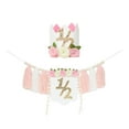 thumbnail image 1 of Banner de Silla Alta para Medio Cumpleaños, Decoración de Medio Cumpleaños, Fondo Decorativo, Guirnalda de Borlas de Hilo para Celebración de Guarderí Rosa con sombrero, 1 of 9