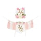 thumbnail image 1 of Banner de trona de medio cumpleaños, decoración para fiesta de cumpleaños, adornos creativos para colgar en la pared con hilo Rosa con sombrero, 1 of 9