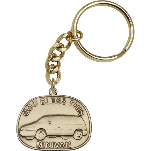 Antique Gold God Bless This Mini-Van Keychain